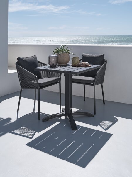 Mesa HOBRO L70 negro + 2 sillas BRAVA gris