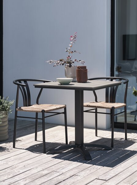 Table bistrot HOBRO L70 gris + 2 chaises TAGMARK noir