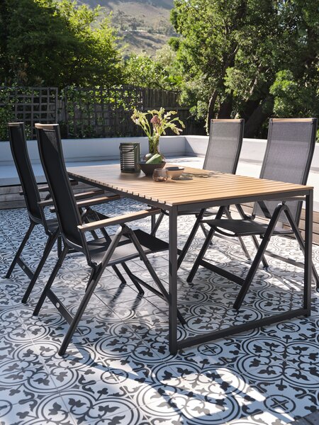 Table DAGSVAD L190 naturel + 4 chaises BREDSTEN noir