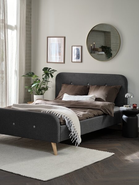 Rama łóżka KONGSBERG 140x200 szary tkanina