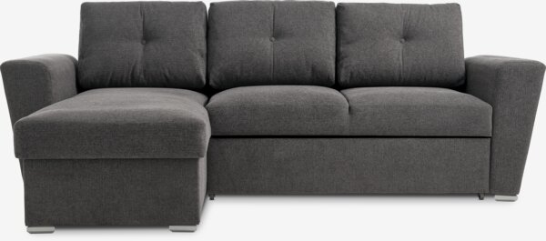 Sofá cama con chaise longue VEJLBY tela gris oscuro