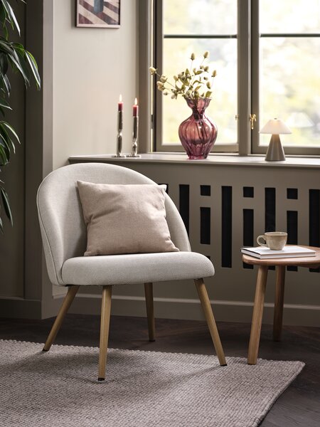 Fauteuil THORUP tissu beige/couleur chêne