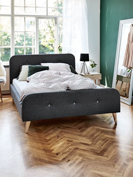 Bed frame KONGSBERG Double grey fabric