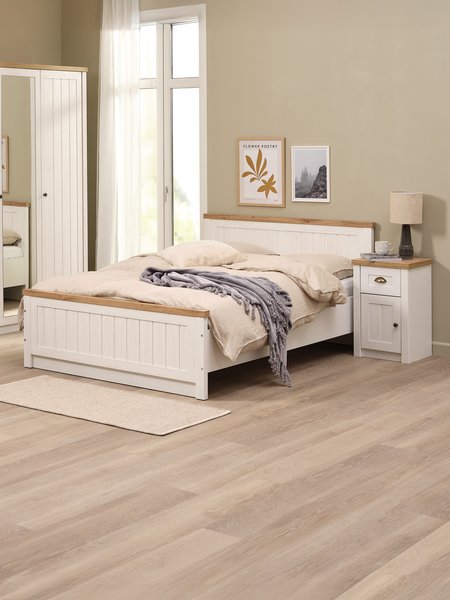 Bed frame MARKSKEL King oak/white