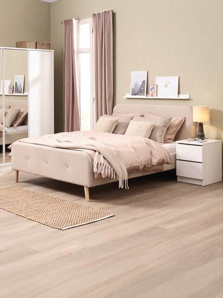 Sengeramme KONGSBERG 160x200 beige stof