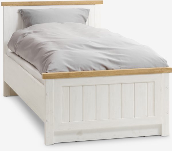 Bed frame MARKSKEL Single oak/white