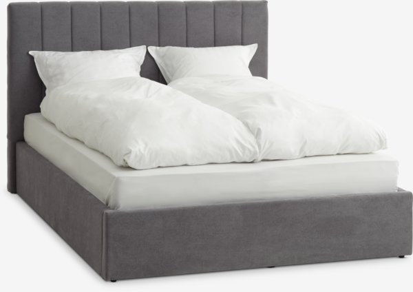 Estructura cama HASLEV 150x190 almacenaje tela gris oscuro