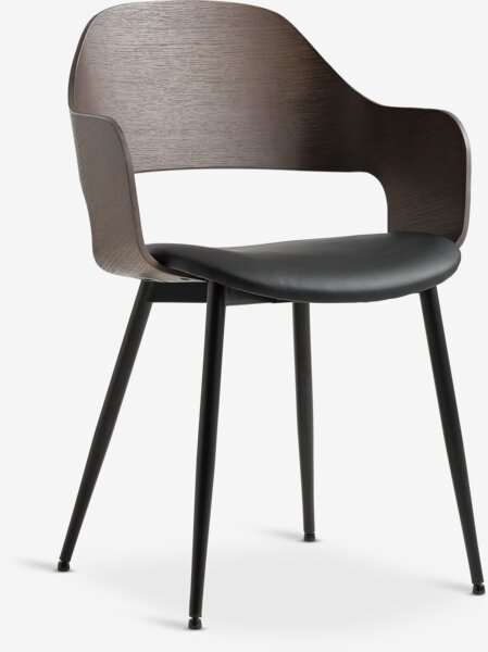 Dining chair HVIDOVRE dark oak/black fabric