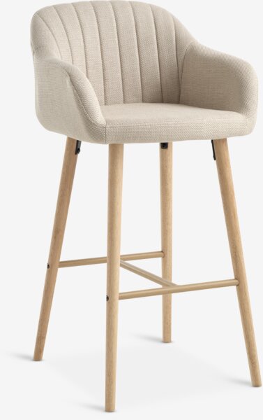 Chaise de bar ADSLEV tissu beige/coloris chêne naturel