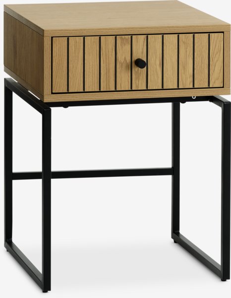 Bedside table HEMDRUP 1 drawer oak color/black