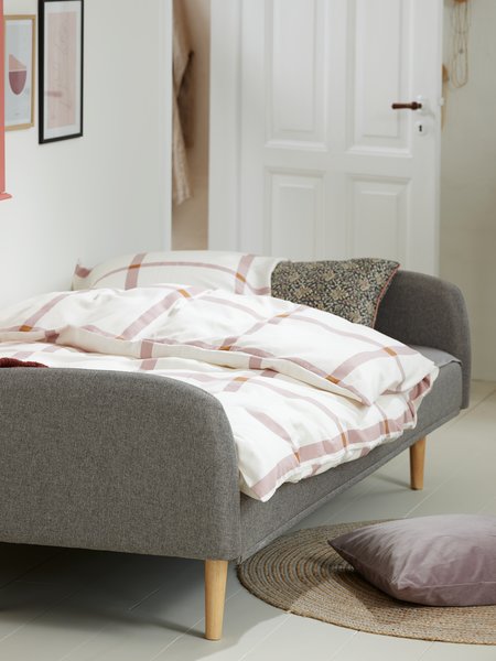 Bäddsoffa PARADIS ljusgrått tyg/ekfärgad