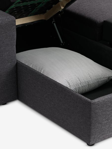 Canapé d'angle convertible MARSLEV tissu gris foncé