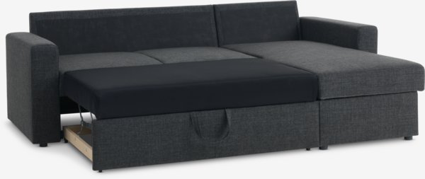 Sofa bed chaise longue MARSLEV dark grey fabric