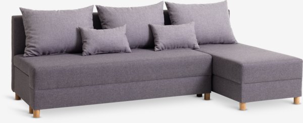 Schlafsofa Chaiselongue HAMPEN Stoff grau/eichenfarben