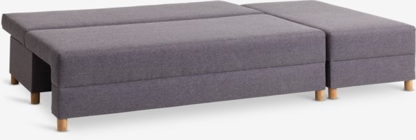 Canapé convertible méridienne HAMPEN tissu gris/couleur ch.