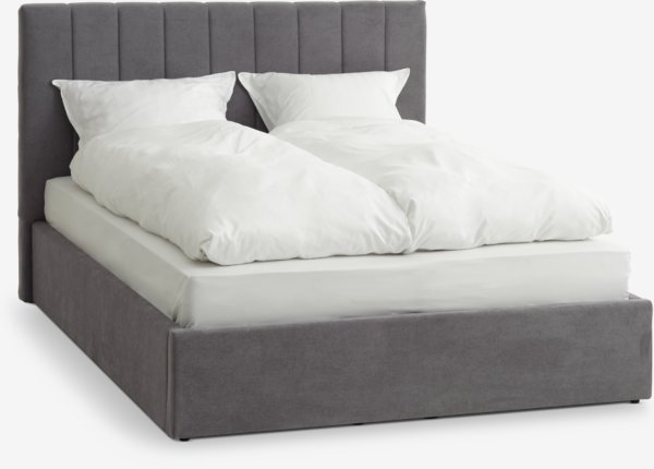 Letto AGERFELD 160x200 tessuto grigio scuro