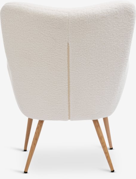 Armchair HUNDESTED off-white teddy/oak colour