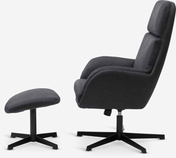 Recliner-tuoli rahilla TANKEDAL tummanharmaa kangas