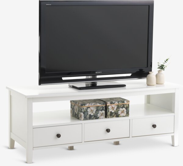 TV bench NORDBY 3 drawers white