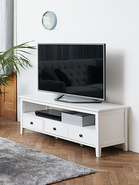 TV bench NORDBY 3 drawers white