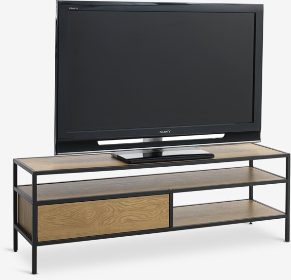 TV-meubel TRAPPEDAL eiken kleur/zwart