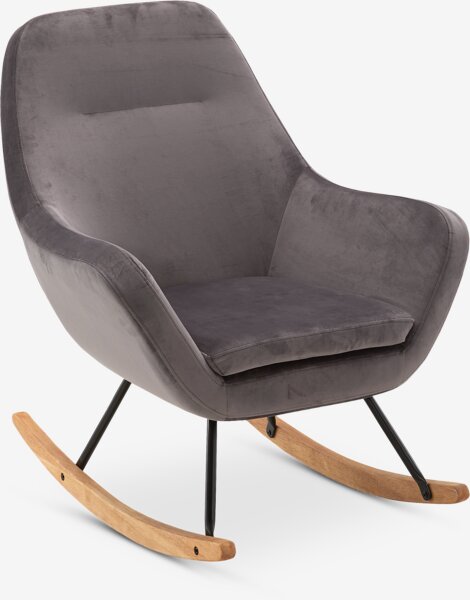 Fauteuil à bascule NEBEL velours gris