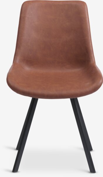 Dining chair HYGUM swivel cognac faux leather/black