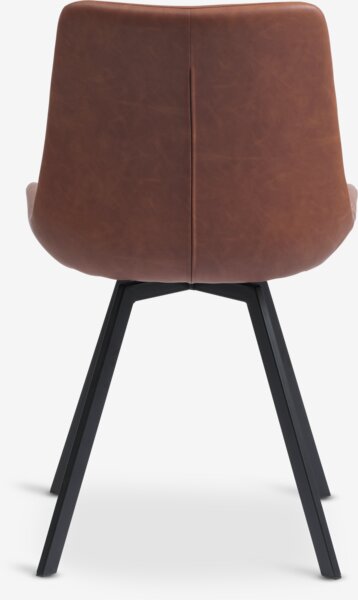 Dining chair HYGUM swivel cognac faux leather/black