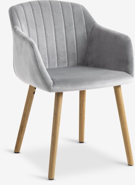 Dining chair ADSLEV grey velvet/natural