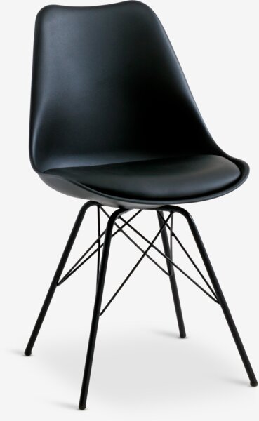 Dining chair KLARUP black faux leather/black