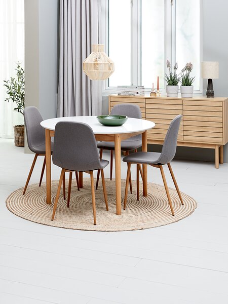 Dining chair JONSTRUP grey fabric/oak colour