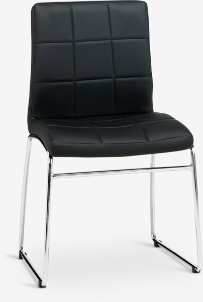 Dining chair HAMMEL black faux leather/chrome