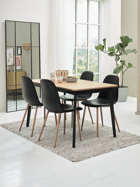 JEGIND D130 stół dąb/czarny + 4 JONSTRUP czarny/dąb