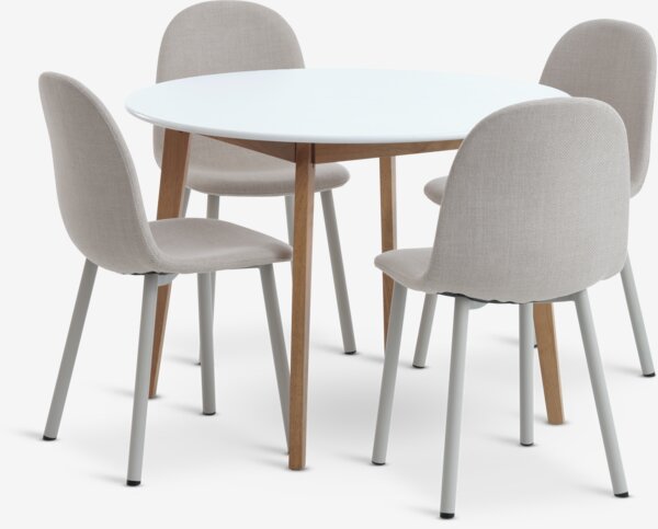 JEGIND D105 table white + 4 EJSTRUP chairs beige