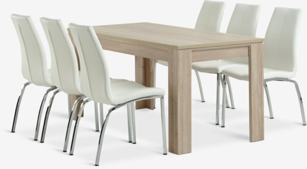 HASLUND L160 table oak + 4 HAVNDAL chairs white