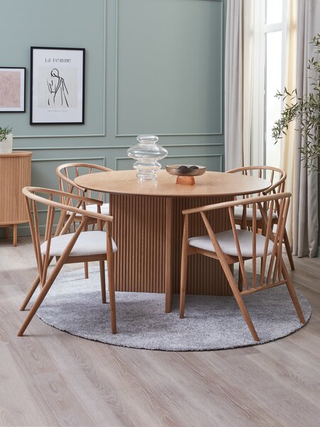 VESTERBORG D130 table oak + 4 ARNBORG chairs oak