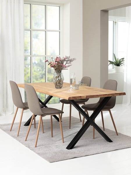 ROSLEV L200 table chêne nat. +4 BISTRUP chaises olive