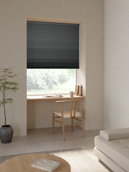 Plisségardin mörkläggande ALS 90x210cm grå trådlös