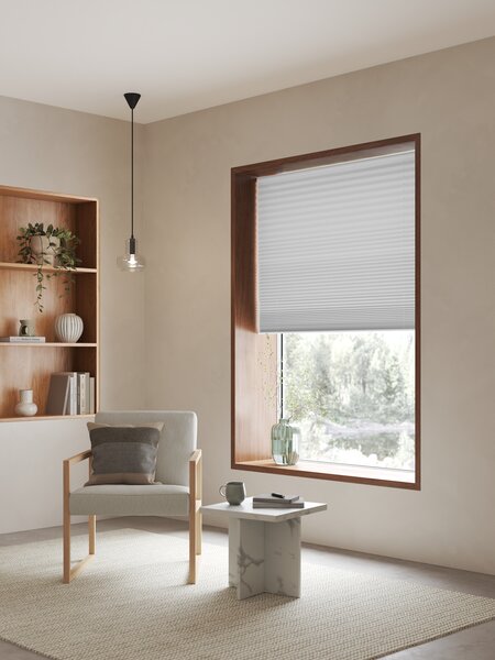 Plisségardin mörkläggande ALS 130x160cm ljusgrå trådlös