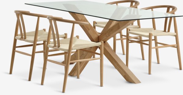 AGERBY L190 table oak + 4 GUDERUP chairs oak/natural