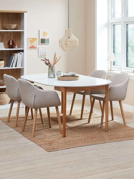 MARSTRAND D110 table white + 4 ADSLEV chairs beige