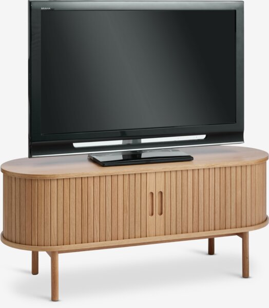 TV bench LYNGVIG 120cm 2 tambour doors natural oak