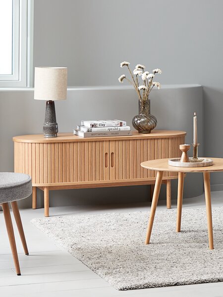 Meuble TV LYNGVIG 120cm 2 portes tambours chêne naturel