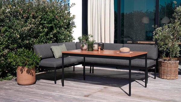 Conjunto muebles jardín RIMMERNE 6 plazas negro