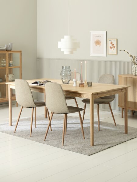 Table MARSTRUP L190/280 chêne + 4 chaises BISTRUP sable