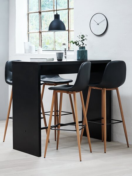 Sgabello da bar JONSTRUP similpelle nera/color rovere