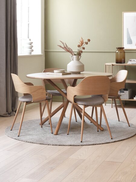 SKIBET Ø120 tafel licht eiken + 4 HVIDOVRE stoelen licht eik