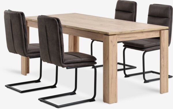 LINTRUP L190/280 table oak + 4 ULSTRUP chairs anthracite