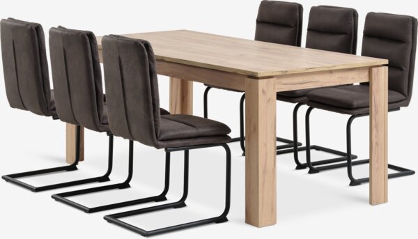 LINTRUP L190/280 table oak + 4 ULSTRUP chairs anthracite