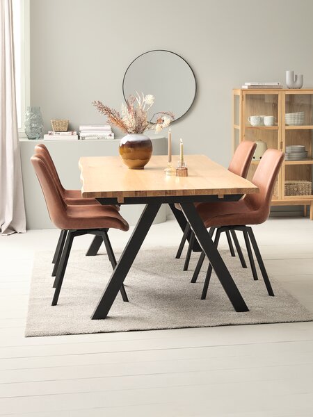 Table SANDBY L210 chêne naturel + 4 chaises HYGUM cognac